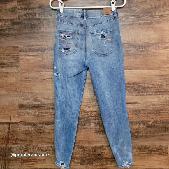 American Eagle Jeans 4 S Curvy Hi Rise Jegging Next Level Stretch Medium Light - Picture 2 of 13